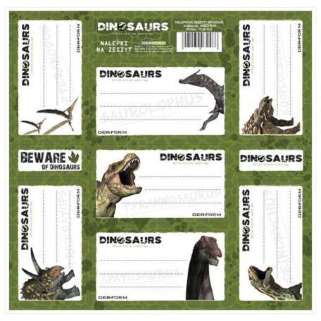 Dinoszaurusz füzetcímke 7 db/ív, többféle 