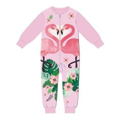   Flamingó egyberészes kezeslábas gyerek pizsama - interlock pamut pizsama