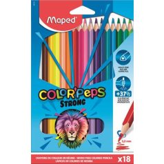   Színes ceruza készlet, háromszögletű, MAPED "Color'Peps Strong", 18 különböző szín
